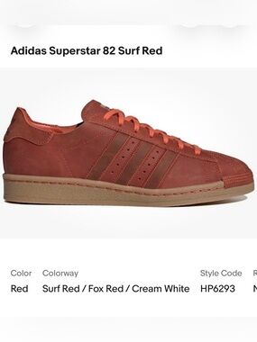 Adidas Men’s Superstar 82 Surf Red Sneaker